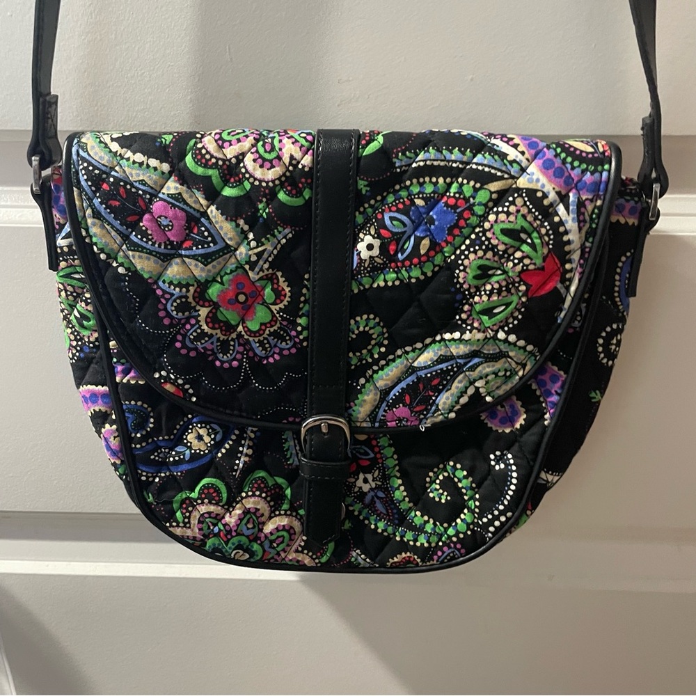 a Vera Bradley Slim Saddle Bag in the Kiev Paisley pattern